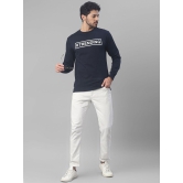 UrbanMark Men Regular Fit Printed Full Sleeves Round Neck Fleece Sweatshirt-Navy Blue - None