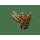 Gold Peacock Haram Pendant with Black Beads