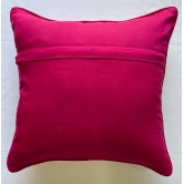 Floral Embroidered Fine Cotton Pink Color Cushion Cover - 16x16 Size