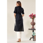 Glomee - Black Cotton Women's Straight Kurti ( Pack of 1 ) - None