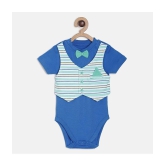 MINI KLUB - Blue Cotton Bodysuit For Baby Boy ( Pack Of 2 ) - None