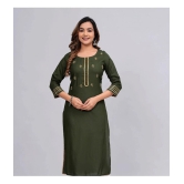 MAUKA Rayon Embroidered Straight Womens Kurti - Green ( Pack of 1 ) - None