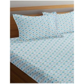 Abhikram - Blue Cotton Single Bedsheet with 2 Pillow Covers - Blue