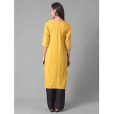 Dollar Missy Cotton Blend Embroidered Straight Womens Kurti - Yellow ( Pack of 1 ) - None