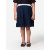 Hoop Hippo Kids Navy Blue Poly Georgette Skirt-8-9 Years