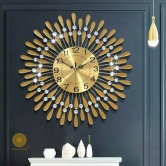 Diamonds Metallic Wall Clock ( Dia 24 x 24 Inches )-Gold