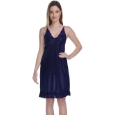 Madam - Blue Satin Womens Nightwear Nighty & Night Gowns ( Pack of 1 ) - None