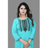 haya fashion - Turquoise Rayon Women's Straight Kurti ( Pack of 1 ) - None