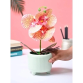 Market99 Pink Artificial Orchid Flower With Green Pot