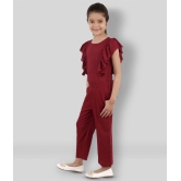 Kids Cave - Maroon Rayon Girls Jumpsuit ( Pack of 1 ) - None