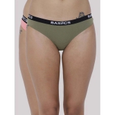 BASIICS By La Intimo - Multicolor BCPBR080B Cotton Lycra Solid Womens Bikini ( Pack of 2 ) - None