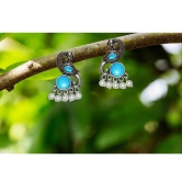 Jewelryklub Earrings For Women Oxidised Silver Peacock Shape Jhumki Earrings For Girls And Women (Blue)