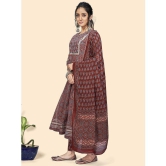 Vbuyz - Maroon Anarkali Cotton Womens Stitched Salwar Suit ( Pack of 1 ) - None