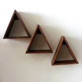 Barish Home DECORS - Triangular Wal Shelf (Set of 3) | Wooden Wall Mount Shelves for Home Decor | Home Decor Piece | Handcrafted with Rubberwood | 24 x 24 x 12 (H x W x D)