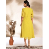 Janasya Chiffon Self Design Midi Womens A-line Dress - Mustard ( Pack of 1 ) - None