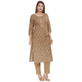 HIGHLIGHT FASHION EXPORT - Brown Straight Cotton Women''s Stitched Salwar Suit ( Pack of 1 ) - None