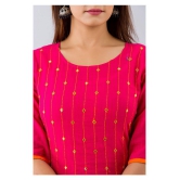 SVARCHI Pink Cotton Blend Straight Kurti - L