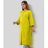 Doriya - Yellow Cotton Blend Women''s Front Slit Kurti - 3XL