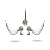 YouBella Stylish Latest Design Combo Of Earrings And Maang Tikka Jewellery Silver Plated  Jhumki Earrings for Women (Green) (YBEAR_32664) - Green