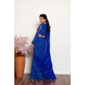 Blue Bandhani Lehenga Set-XS