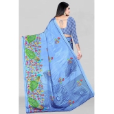 LEELAVATI - Blue Crepe Saree With Blouse Piece ( Pack of 1 ) - Blue