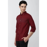 Men Maroon Slim Fit Solid Full Sleeves Casual Shirt