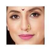 Traditional Maharashtrian Style Gold Plated Nath Nose Ring For Women And Girls - Pink