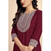 Glomee Rayon Embroidered Nayra Women's Kurti - Maroon ( Pack of 1 ) - None