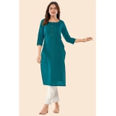 Glomee - Teal Cotton Womens Straight Kurti ( Pack of 1 ) - None