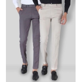 SREY - Grey Polycotton Slim - Fit Men's Chinos ( Pack of 2 ) - None