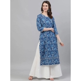 Antaran Cotton Printed Straight Womens Kurti - Blue ( Pack of 1 ) - None