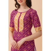 Glomee - Wine Crepe Women's Straight Kurti ( Pack of 1 ) - None