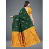 Om Shantam Sarees - Green Art Silk Saree With Blouse Piece ( Pack of 1 ) - Green