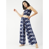 Moomaya Women Summer Coord Set, Printed 2 Pcs Crop Top with Palazzo, Resort Wear