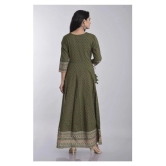 Kbz - Green Cotton Blend Womens Anarkali Kurti - M