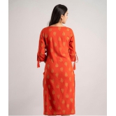 MAUKA - Orange Rayon Women's Straight Kurti ( Pack of 1 ) - None