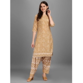 gufrina Cotton Blend Printed Kurti With Salwar Womens Stitched Salwar Suit - Beige ( Pack of 1 ) - None