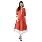 Estela - Orange Cotton Women's Flared Kurti ( Pack of 1 ) - 4XL