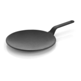 Softel 26cm Pre-Seasoned Cast Iron Roti Tawa - Gas and Induction Friendly, Stick Handle, Black (10 inch)