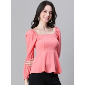 Oxolloxo Square Neck Smocked Crepe Peplum Top