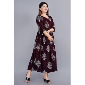 Smien - Wine Rayon Women's Anarkali Kurti ( Pack of 1 ) - None