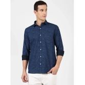 UrbanMark Mens 100% Cotton Full Sleeves Slim Fit Printed Casual Shirt-Navy - None