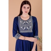 Glomee - Blue Rayon Women's Nayra Kurti ( Pack of 1 ) - None