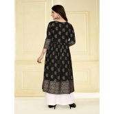 Rangita Women Rayon Black Embellished Calf Length Anarkali Kurti - None