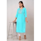 Kapadia - Turquoise Rayon Womens Straight Kurti ( Pack of 1 ) - None