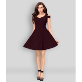 Addyvero - Maroon Cotton Lycra Womens Skater Dress ( Pack of 1 ) - None