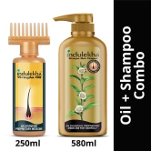 Indulekha Bringha Oil, Clinically Proven to Grow New Hair, Reduces Hairfall, 100% Ayurvedic Oil, 250ml and Indulekha Bringha Shampoo, Proprietary Ayurvedic Medicine for Hairfall, 580ml(Combo Pack)