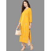 Janasya Rayon Embroidered Straight Womens Kurti - Mustard ( Pack of 1 ) - None