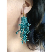 Teal Beaded Earrings for Women