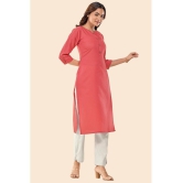 Glomee - Coral Cotton Women's Straight Kurti ( Pack of 1 ) - None